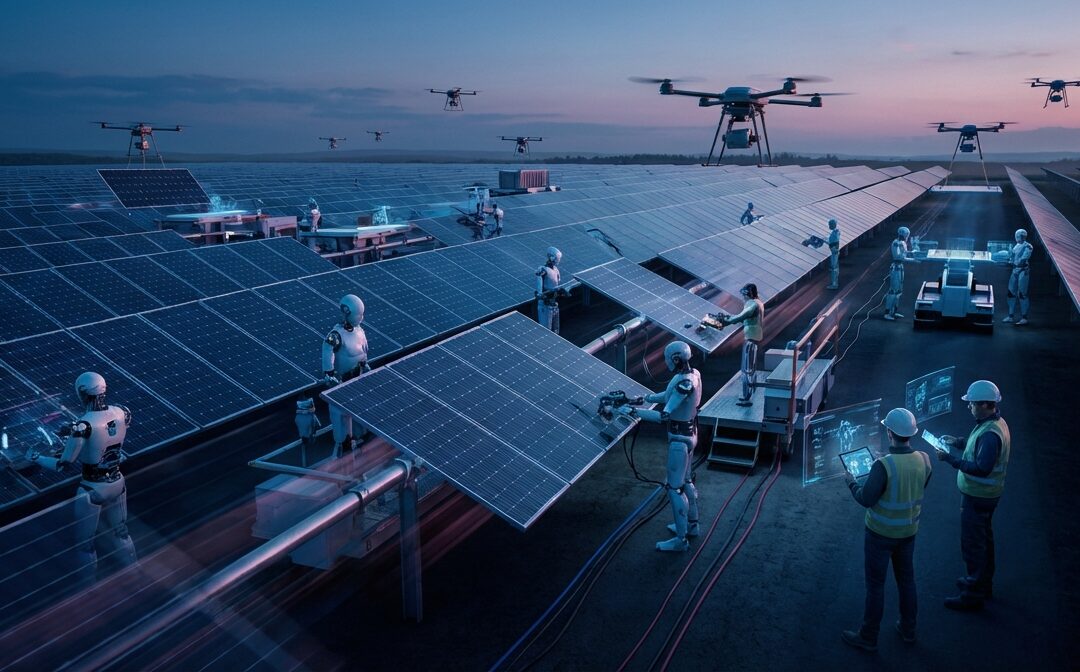 Roboter und Menschen bauen 100‑MW‑Solarpark schneller als klassische Teams