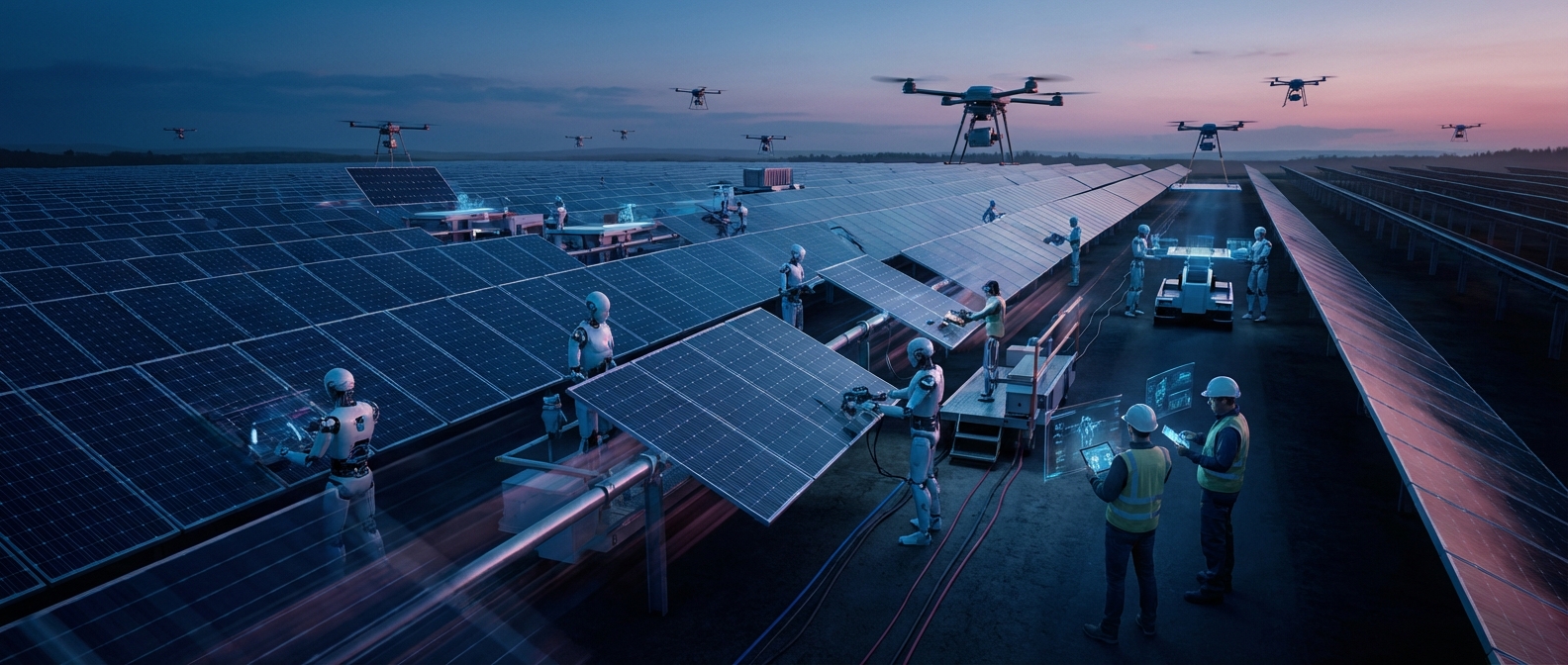 Roboter und Menschen bauen 100‑MW‑Solarpark schneller als klassische Teams